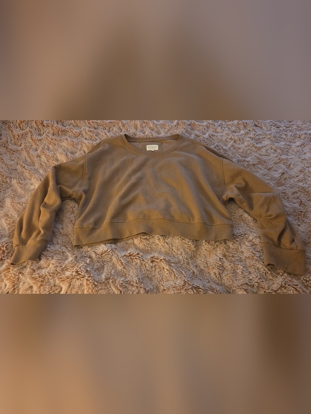 Risen Cropped Crewneck Sweatshirt - Taupe